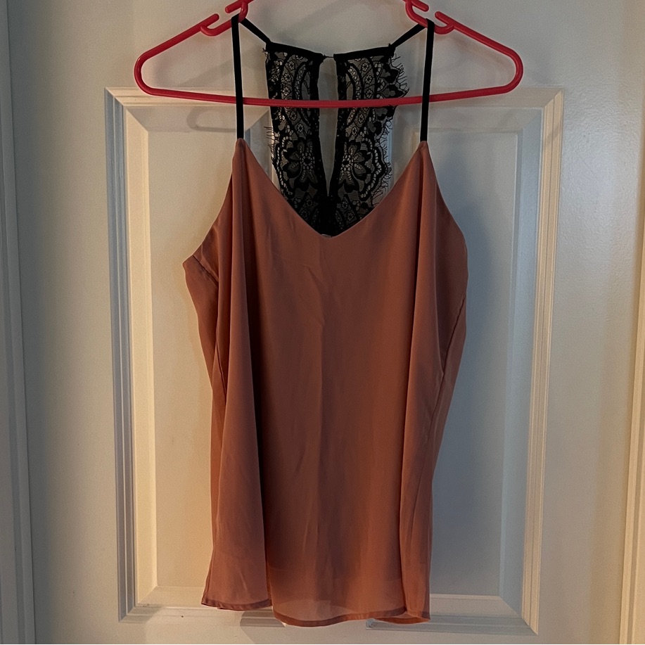 Japna Tan Cami With Black Lace Detail